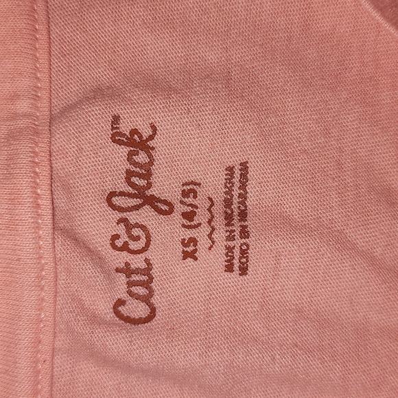 CAT & JACK Light Orange Short Sleeve Tee 'Girls Never Give Up' - Picture 3 of 4